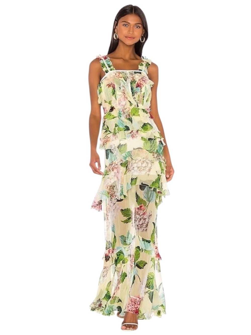 ALICE McCALL Wild Frontiers Lemon Romantic Floral Tiered Ruffle Boho Maxi Dress